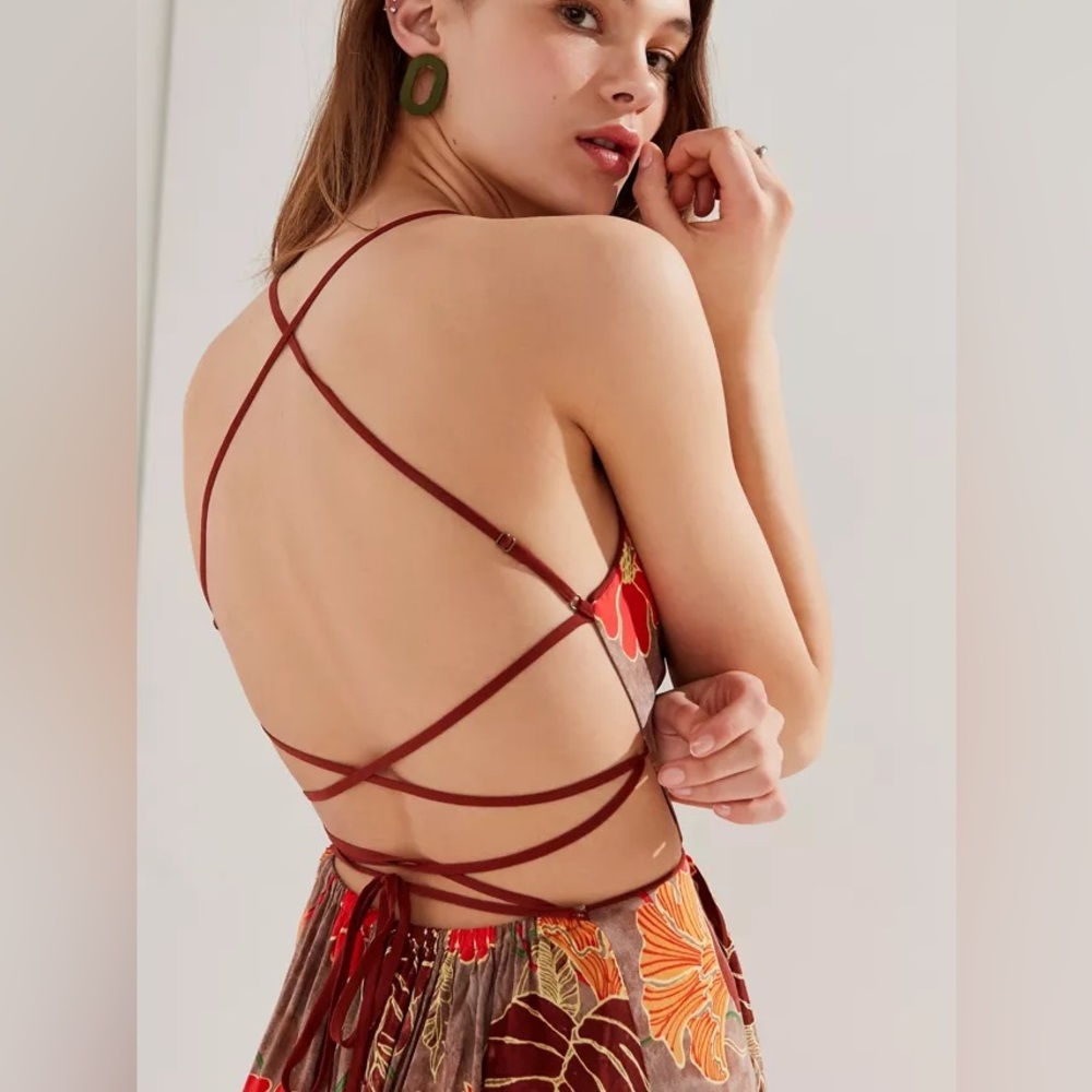 Urban Outfitters Gia Strappy Floral Backless Dress